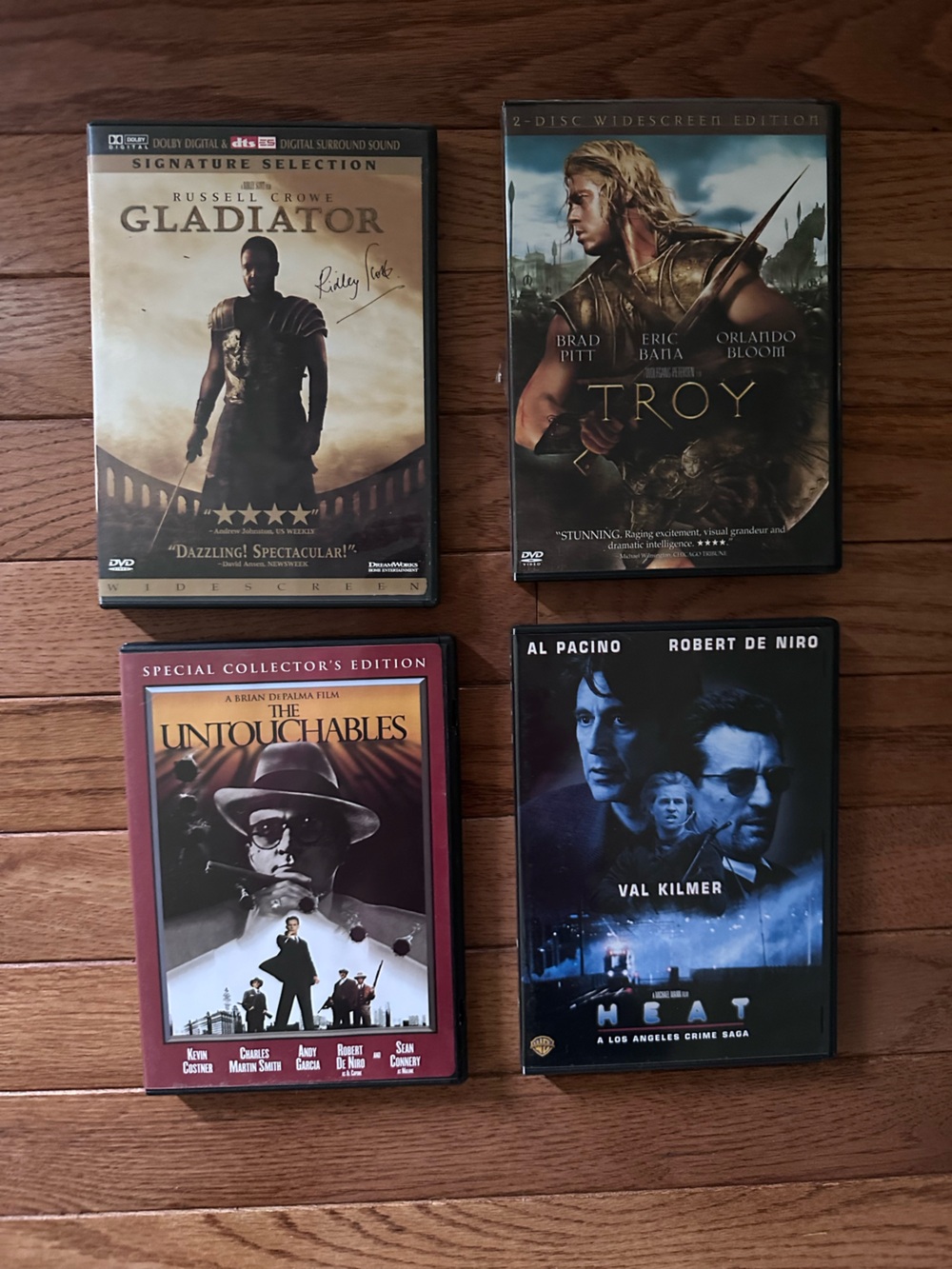 DVD Bundle Gladiator Troy The Untouchables Heat